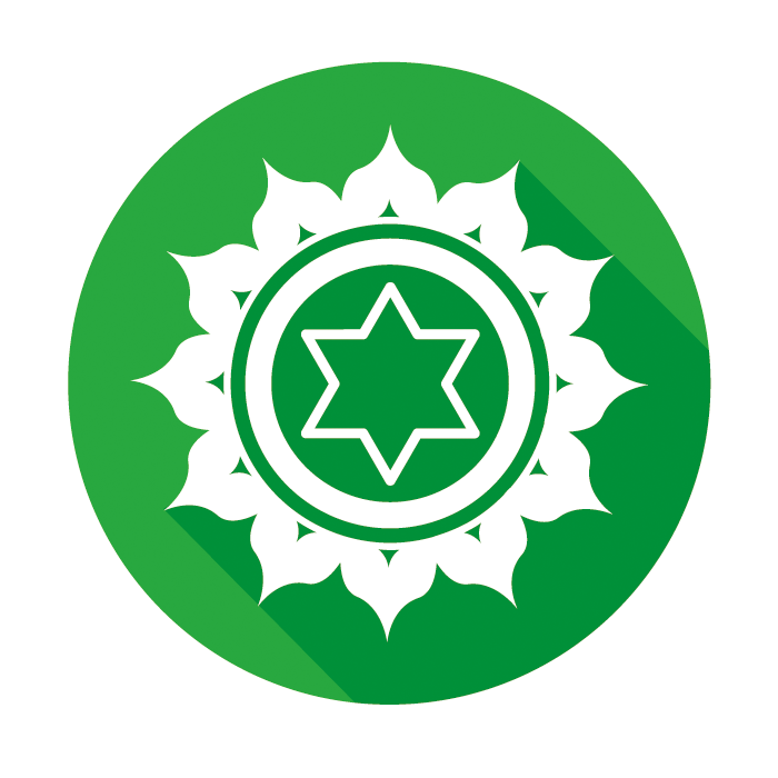 Symbol des Anahata Chakras, des Herzchakras, in leuchtendem Grün.