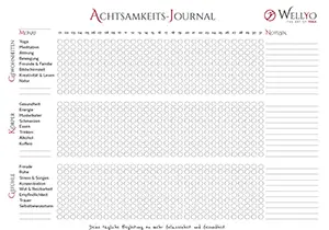 Achtsamkeitsjournal von WellYo – dein Begleiter für mehr Klarheit, Selbstreflexion und innere Ruhe im Alltag.